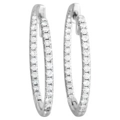 LB Exclusive 14k White Gold 1.0 Carat Diamond Inside-Out Hoop Earrings
