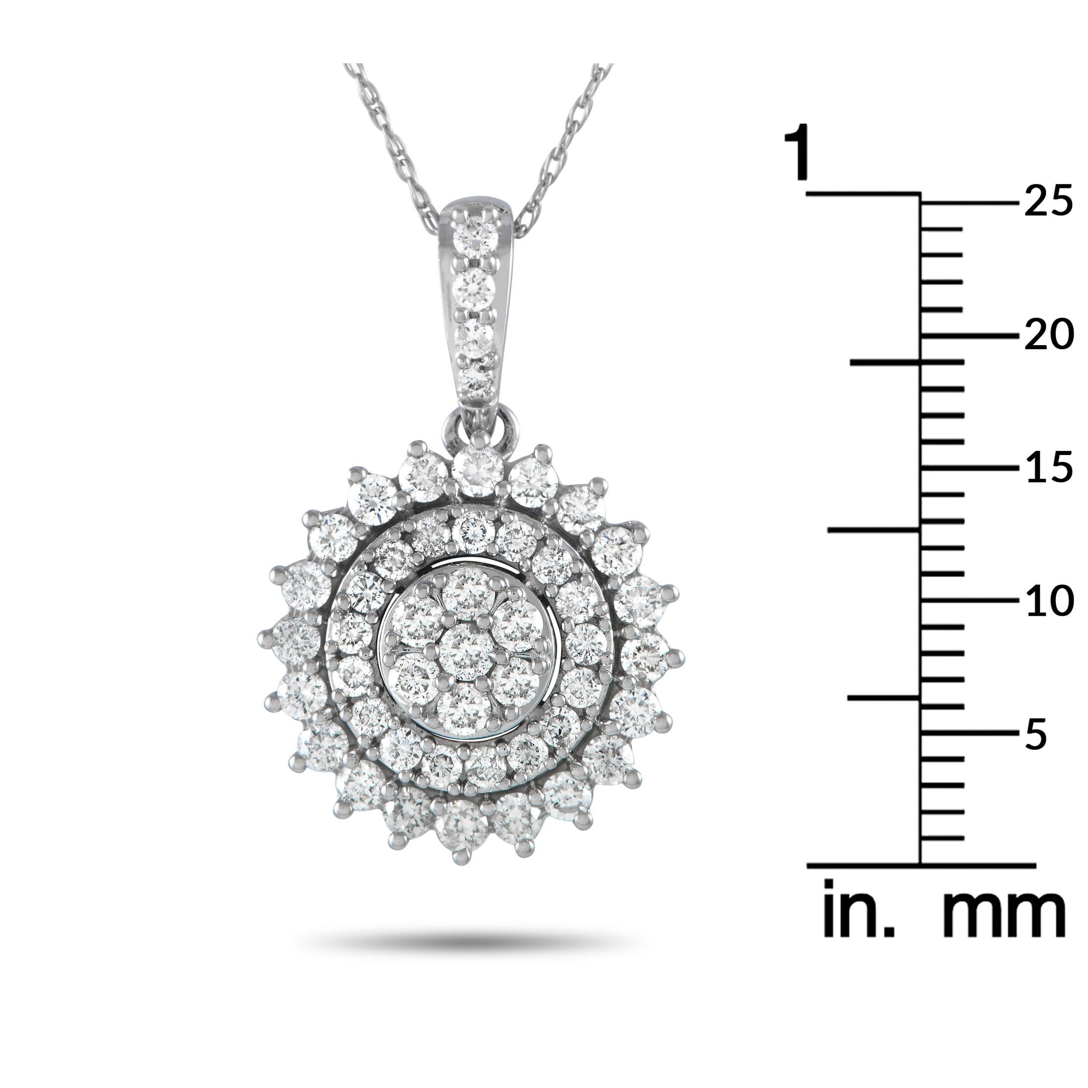 LB Exclusive 14K White Gold 1.0ct Diamond Pendant Necklace PN15057 In New Condition For Sale In Southampton, PA