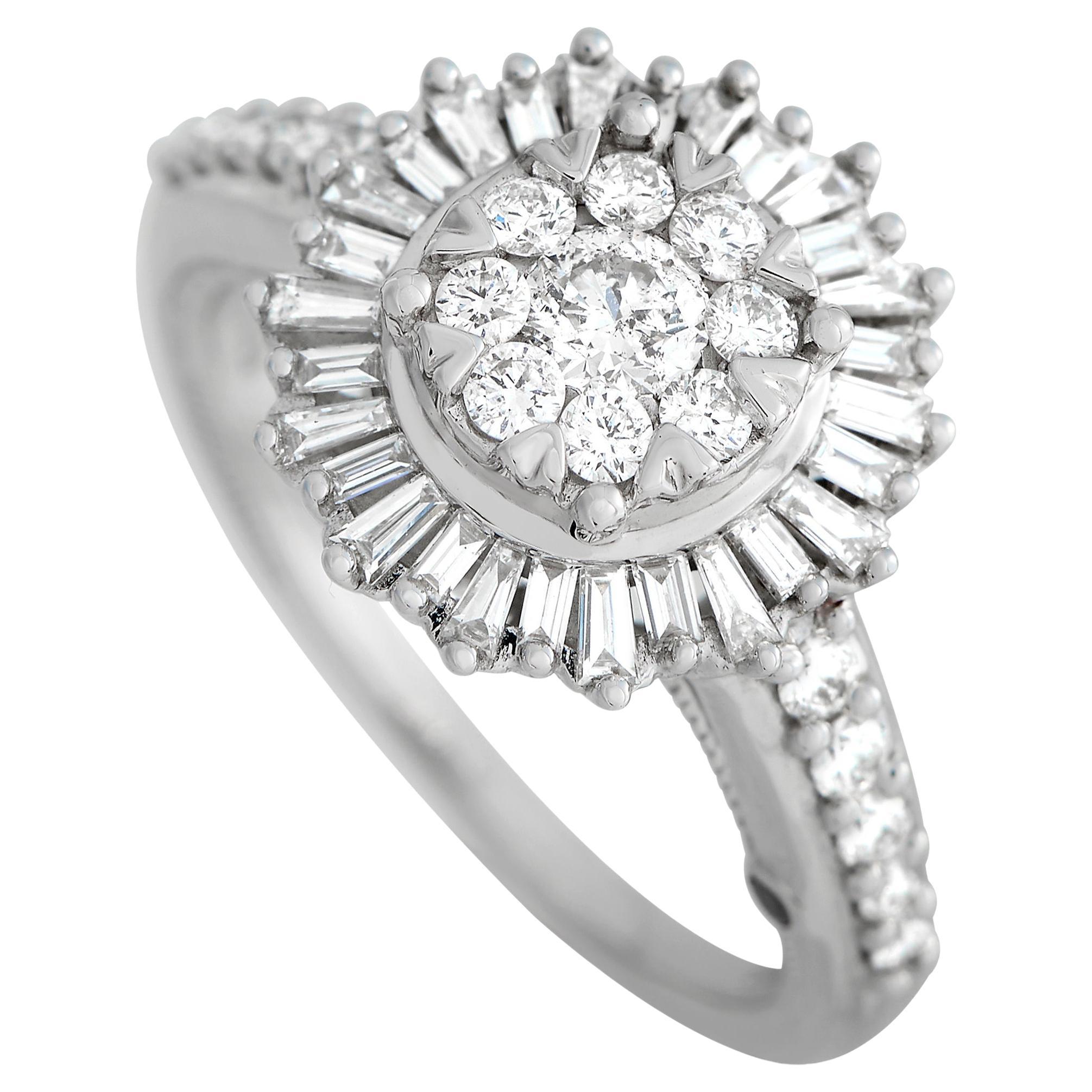 LB Exclusive Bague en or blanc 14 carats avec diamants de 1,0 carat