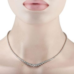 LB Exclusive 14k White Gold 10 Carat Diamond Tennis Necklace