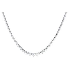 LB Exclusive 14k White Gold 10 Carat Diamond Tennis Necklace