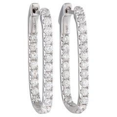 LB Exclusive 14K White Gold 1.10ct Diamond Rectangular Hoop Earrings