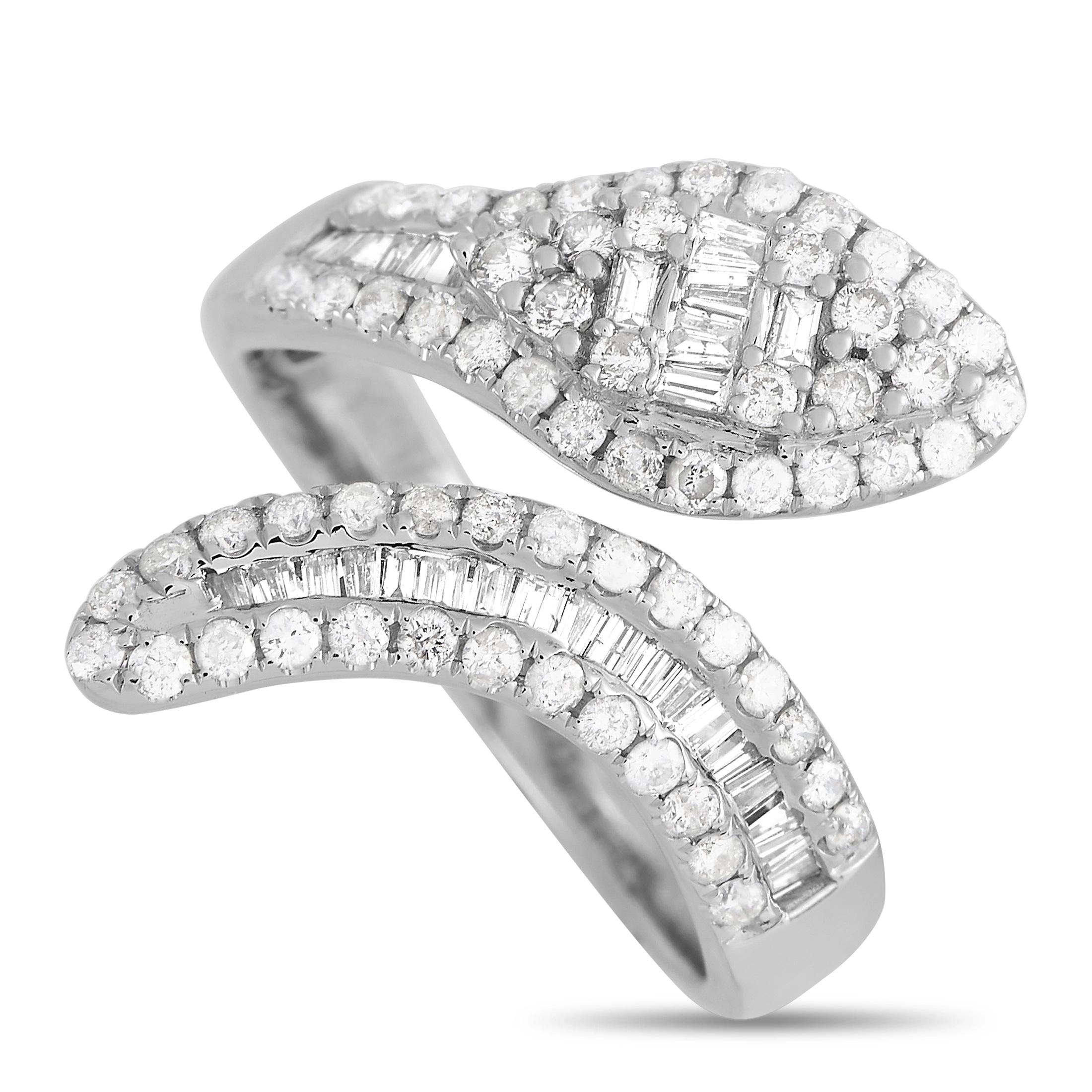 LB Exclusive 14K White Gold 1.15 ct Diamond Serpent Ring In Excellent Condition In Southampton, PA