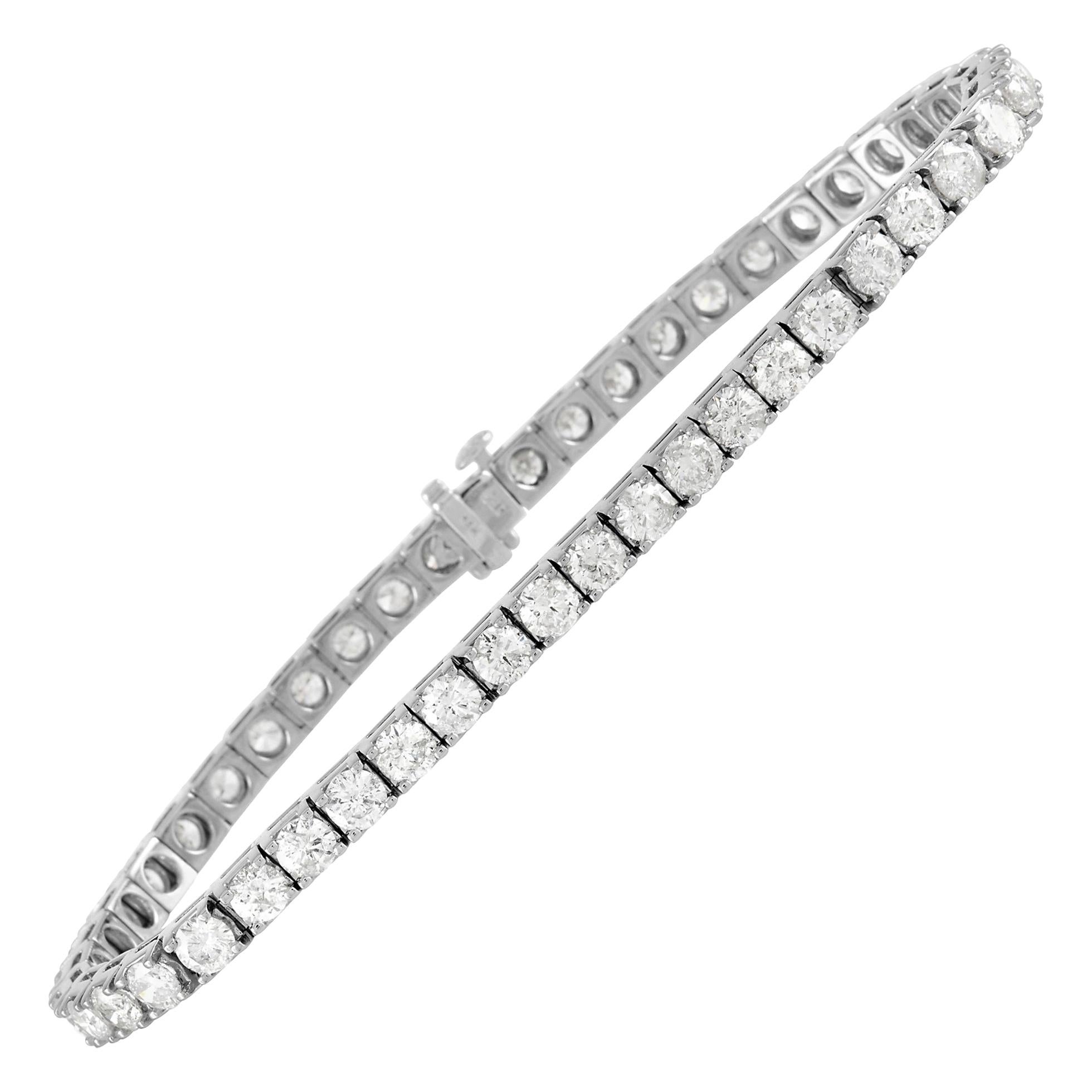 LB Exclusive 14k White Gold 11.67 Ct Diamond Tennis Bracelet