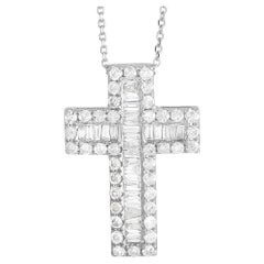 LB Exclusive 14K White Gold 1.19 Ct Diamond Cross Necklace