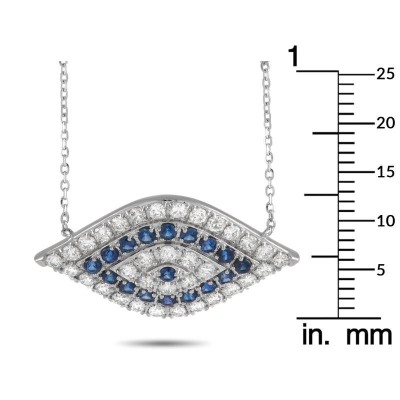 LB Exclusive 14K White Gold 1.20 Ct Diamond Evil Eye Necklace In New Condition In Southampton, PA
