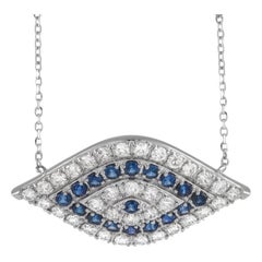 LB Exclusive 14K White Gold 1.20 Ct Diamond Evil Eye Necklace LB Exclusive 14K White Gold 1.20 Ct Diamond Evil Eye Necklace