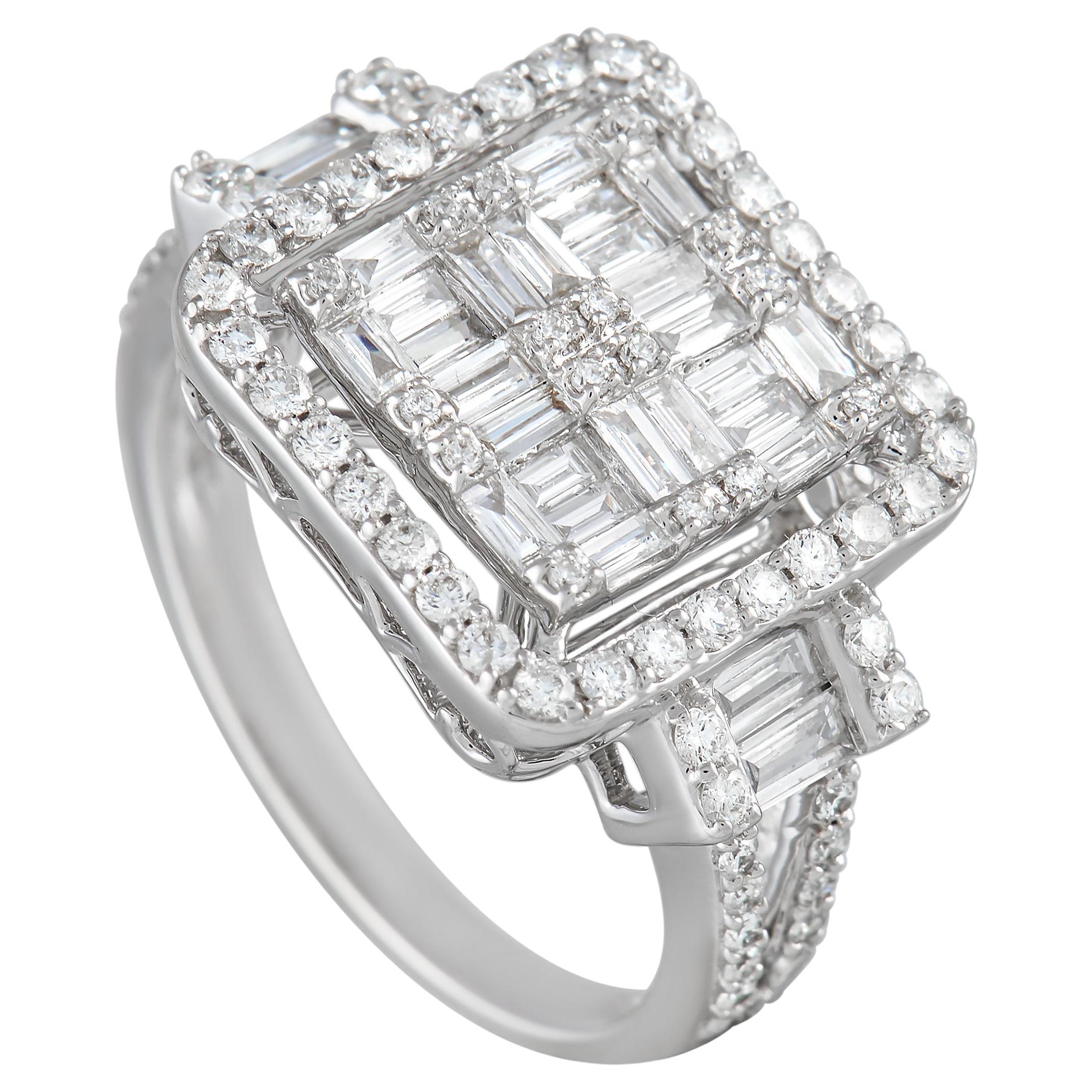 LB Exclusive Bague en or blanc 14 carats avec diamants de 1,20 carat