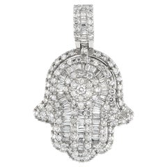 LB Exclusive 14K White Gold 1.32 Ct Diamond Hamsa Pendant