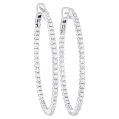 LB Exclusive 14K White Gold 1.32ct Diamond Inside-Out Hoop Earrings