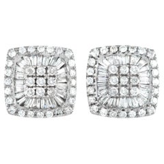 LB Exclusive 14K White Gold 1.33 ct Diamond Cushion Stud Earrings