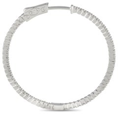 LB Exclusive 14K White Gold 1.34ct Diamond Inside-Out Hoop Earrings