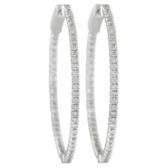 LB Exclusive 14K White Gold 1.34ct Diamond Inside-Out Hoop Earrings