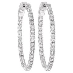LB Exclusive 14K White Gold 1.43 ct Diamond Inside Out Hoop Earrings