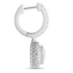 LB Exclusive Pendants d'oreilles en or blanc 14 carats avec grappe de diamants de 1,50 carat