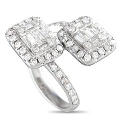 LB Exclusive 14k White Gold 1.65 Carat Diamond Open Bypass Ring