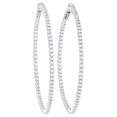 LB Exclusive 14K White Gold 1.70ct Diamond Inisde-Out Hoop Earrings MF05-101223