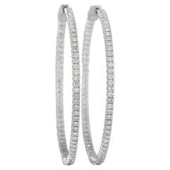 LB Exclusive 14K White Gold 1.77ct Diamond Inside-Hoop Earrings
