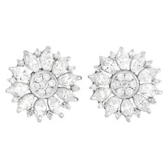 LB Exclusive 14k White Gold 1.78 Ct Diamond Flower Earrings