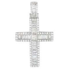 Ciondolo a forma di croce con diamante da 1,79 carati in oro bianco 14K, LB Exclusive