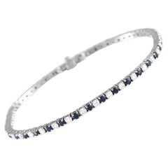 LB Exclusive 14K White Gold 1.81 ct Diamond and Sapphire Tennis Bracelet