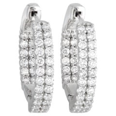 LB Exclusive 14K White Gold 2.00 Ct Diamond Inside Out Hoop Earrings