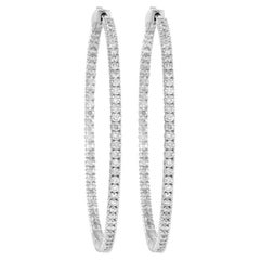 LB Exclusive 14K White Gold 2.02 Ct Diamond Inside Out Hoop Earrings
