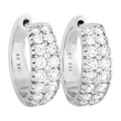 LB Exclusive 14k White Gold 2.04 Diamond Hoop Earrings