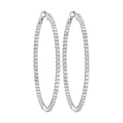 LB Exclusive 14K White Gold 2.05 Ct Diamond Hoop Earrings