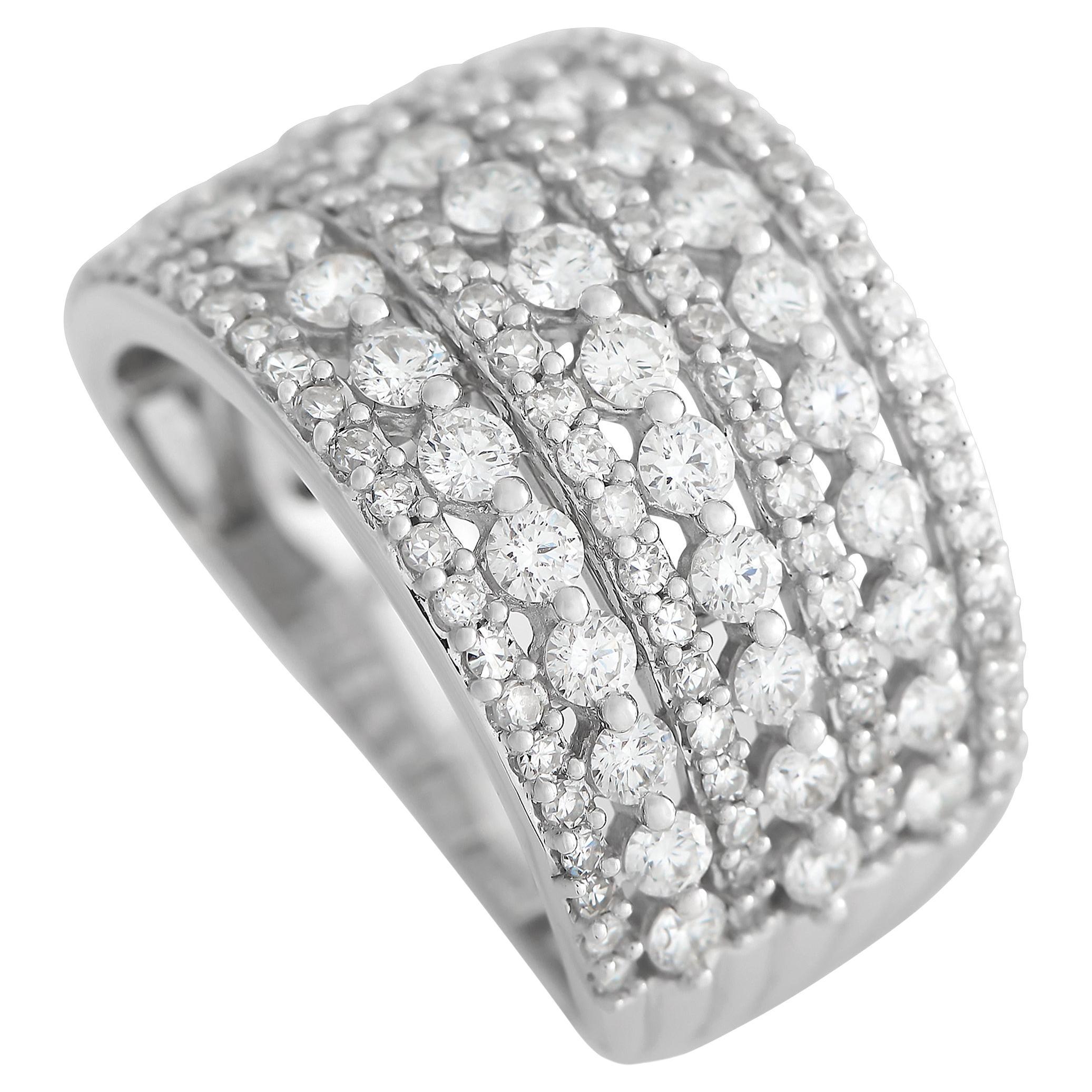 LB Exclusive 14k White Gold 2.0 Carat Diamond Wide Tapered Ring For Sale