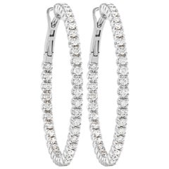 LB Exclusive 14K White Gold 2.19 Ct Diamond Hoop Earrings