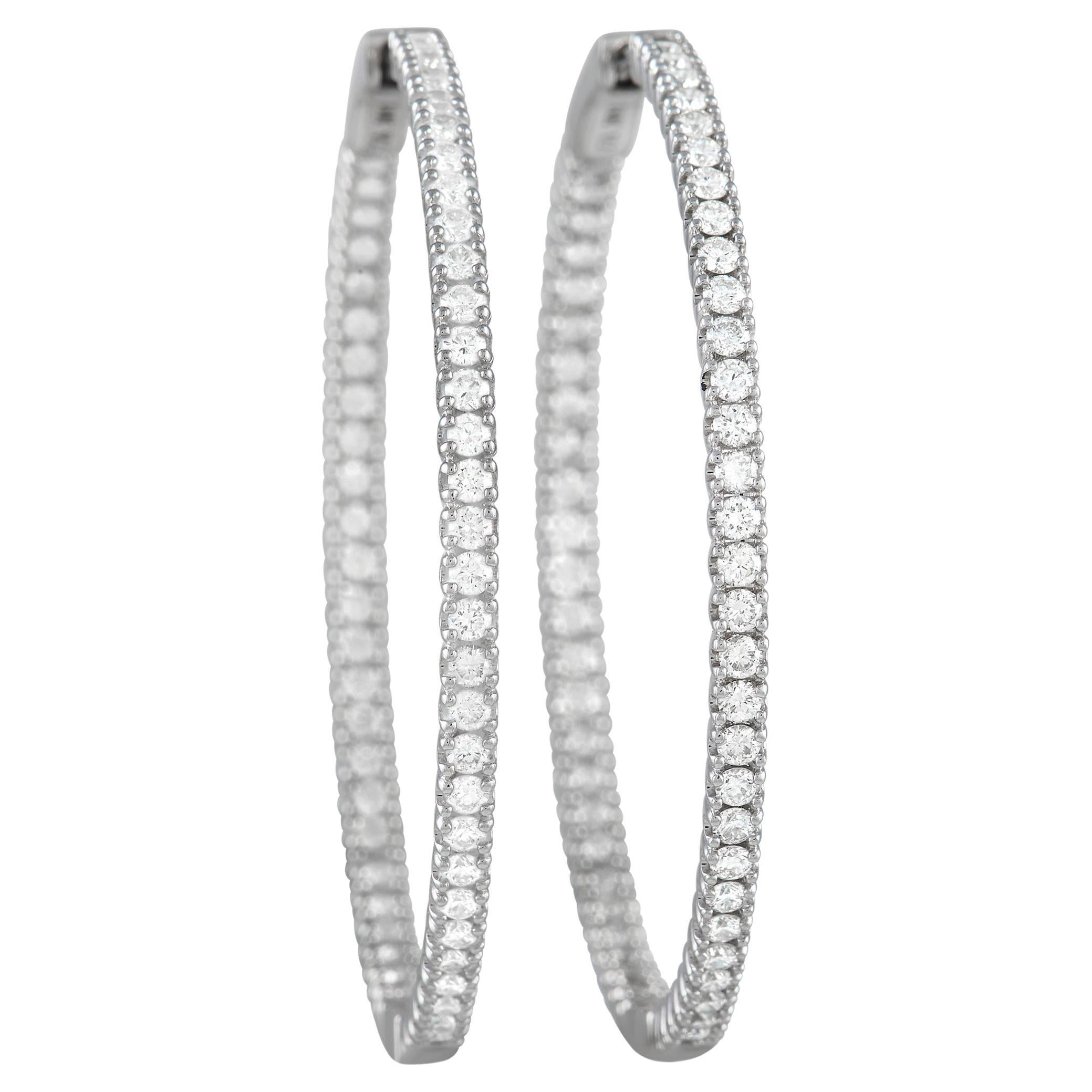 LB Exclusive White Gold Full Inside Out 4 Carat Diamond Pave Hoop