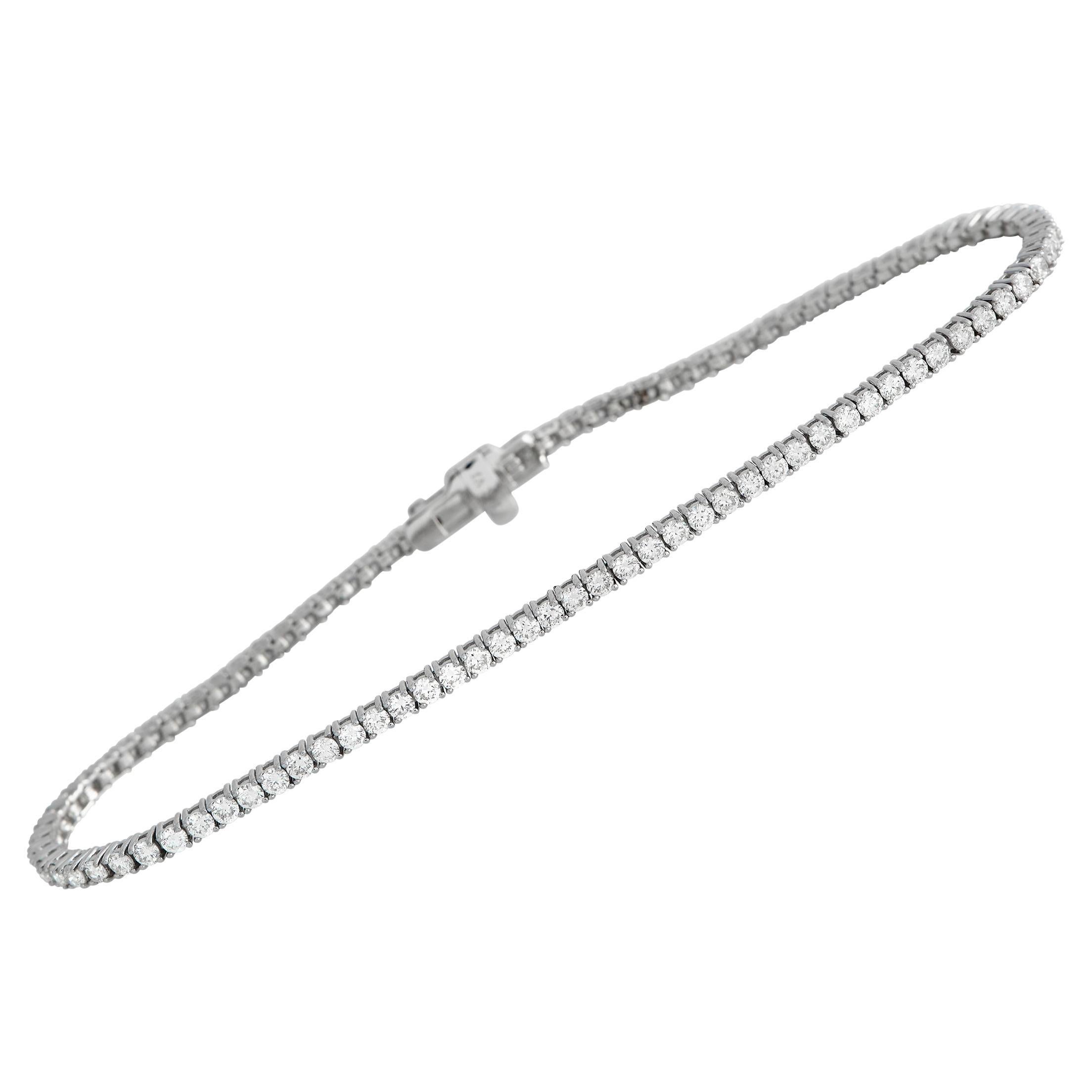 LB Exclusive 14K White Gold 3.46 ct Diamond Tennis Bracelet For Sale at