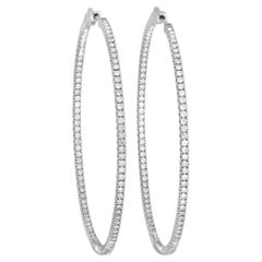 LB Exclusive 14K White Gold 2.63 ct Diamond Inside Out Hoop Earrings