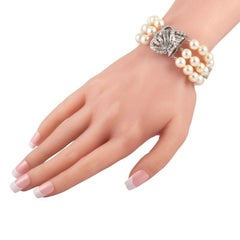 LB Exklusive Armband aus 14 Karat Weißgold mit 2,75 Karat Diamant und Perlen