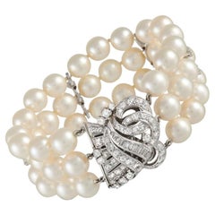 LB Exklusive Armband aus 14 Karat Weißgold mit 2,75 Karat Diamant und Perlen