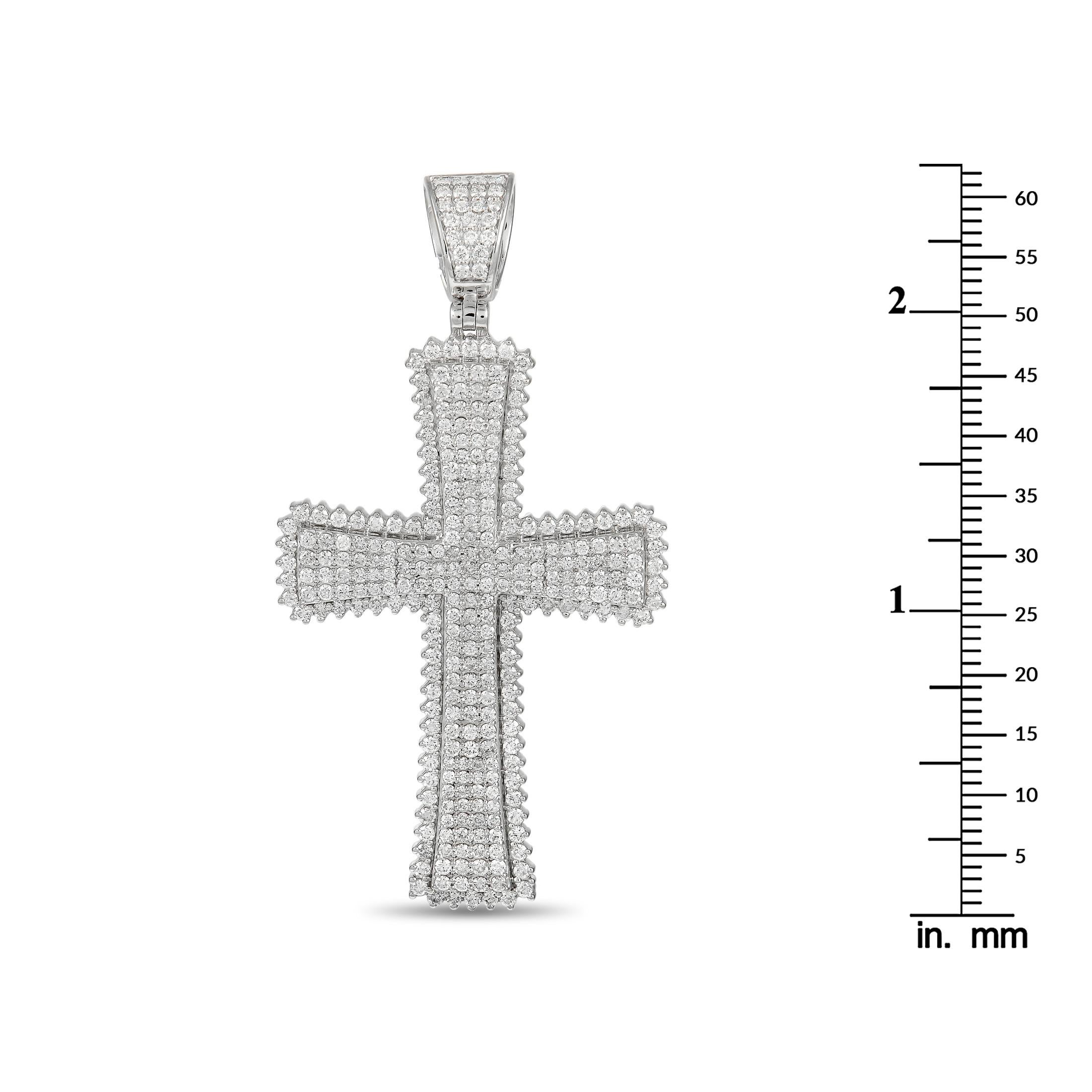 0.25CT Brilliant Created Diamond Cross Pendant 14K White Gold Crucifix Round Cut 