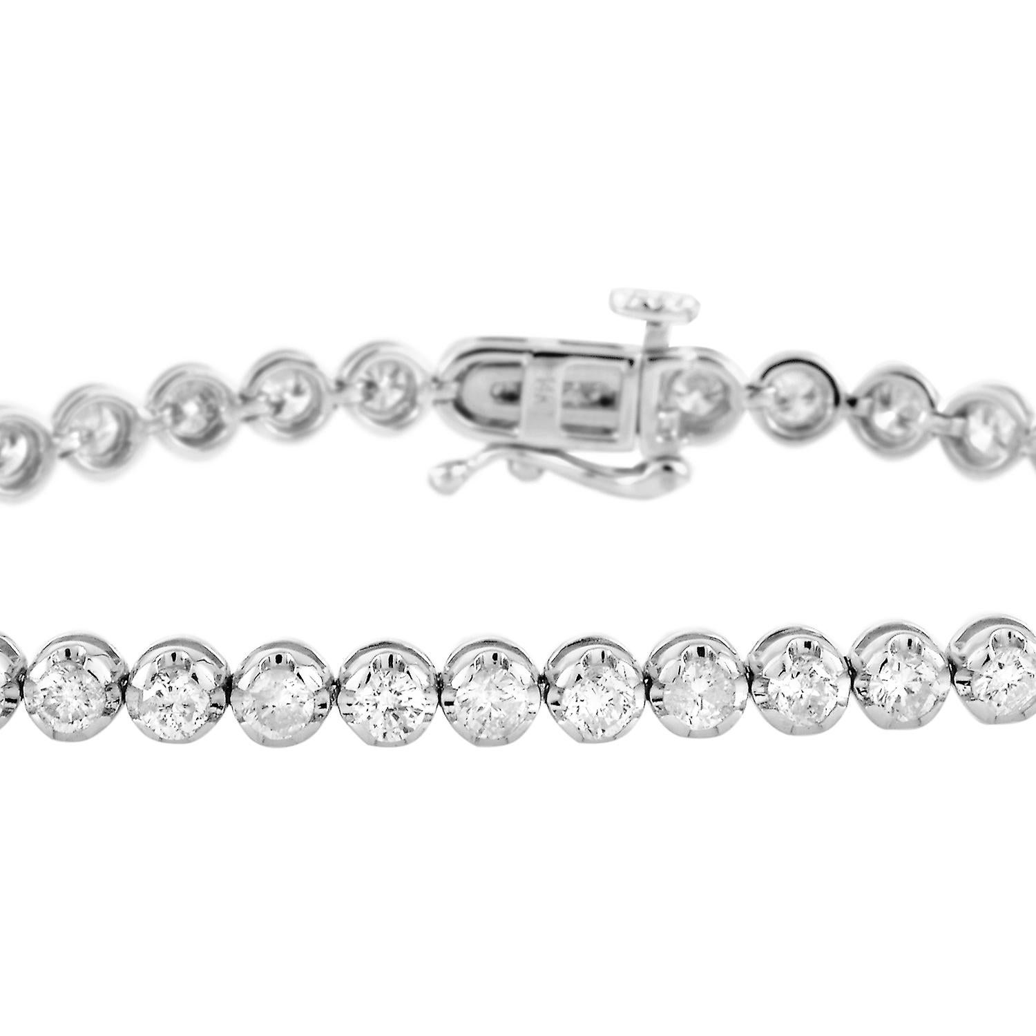 Women's LB Exclusive 14 Karat White Gold, 3.00 Carat Diamond Tennis Bracelet