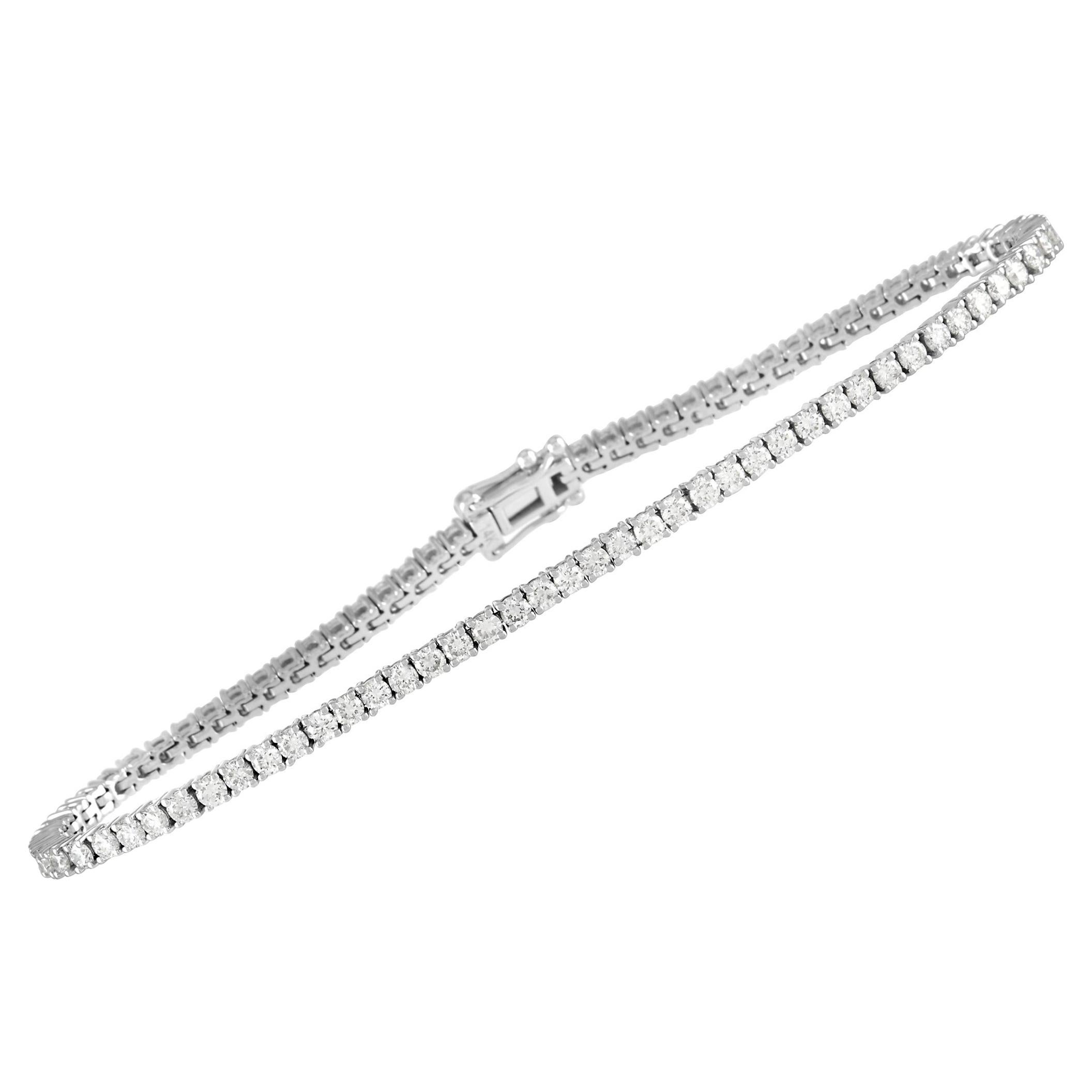 LB Exclusive 14k White Gold 3.09 Ct Diamond Tennis Bracelet