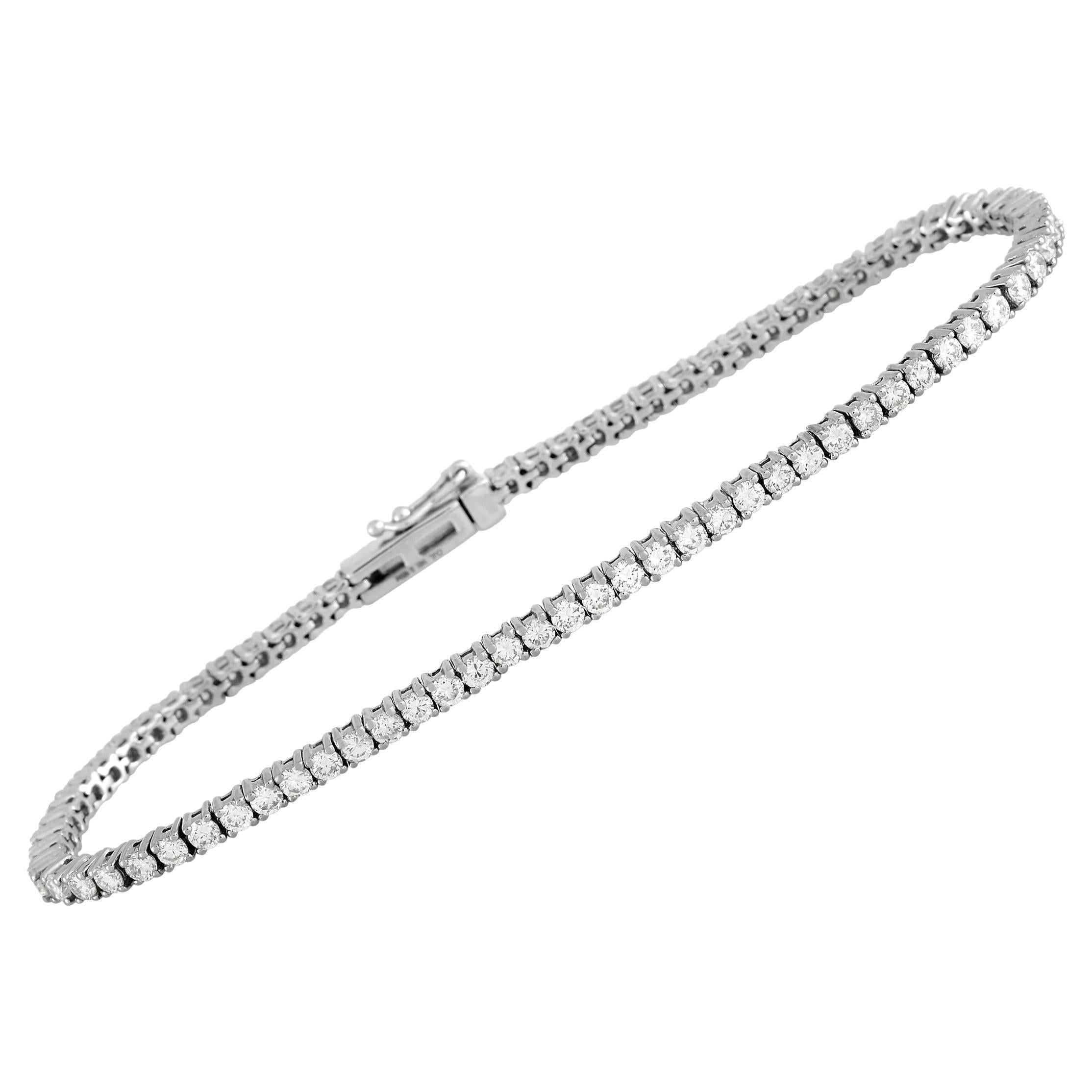 LB Exclusive 14K White Gold 3.14 ct Diamond Tennis Bracelet For Sale