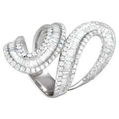 LB Exclusive 14K White Gold 3.20 Ct Diamond Swirl Ring