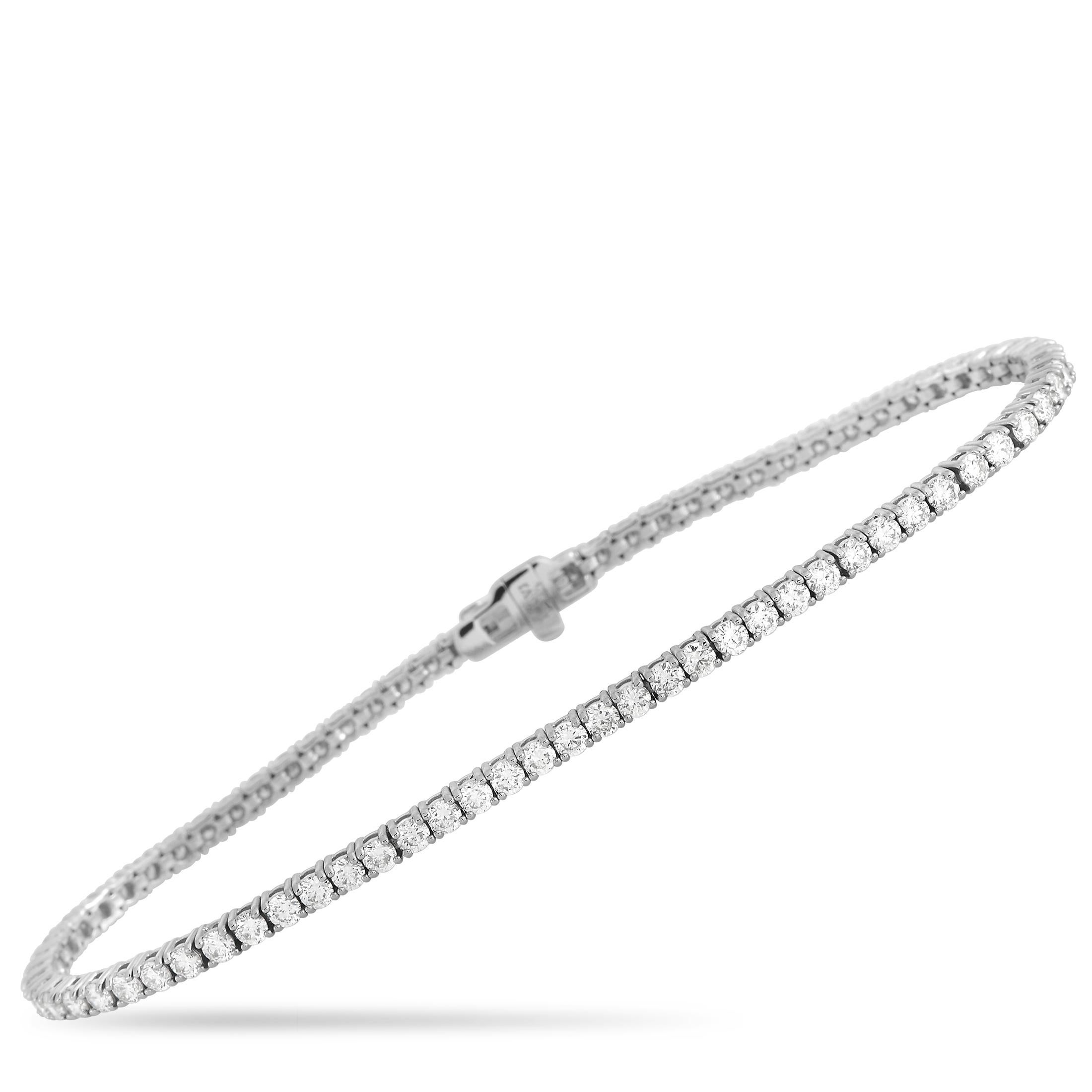 LB Exclusive 14k White Gold 3.31 Ct Diamond Tennis Bracelet In New Condition In Southampton, PA