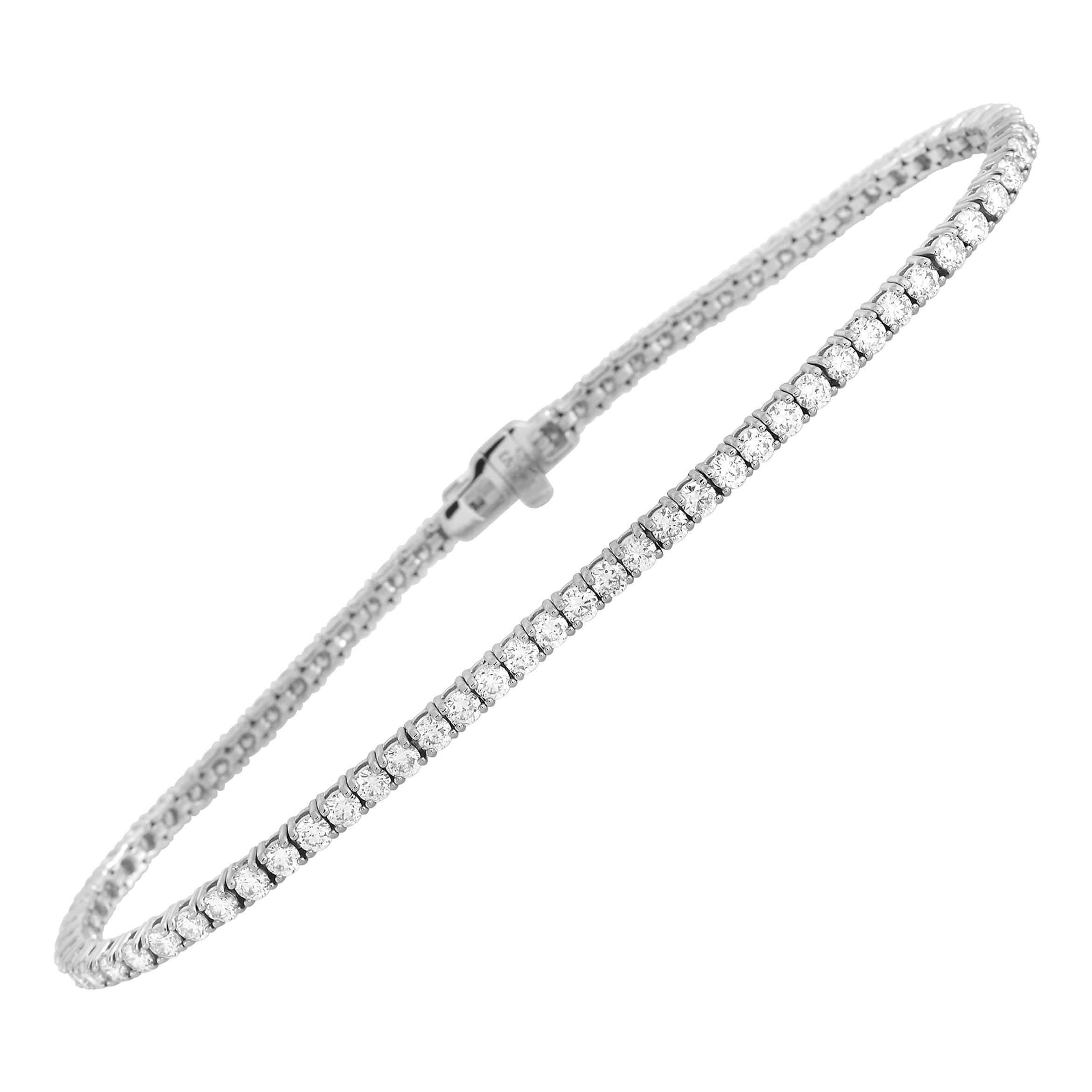 LB Exclusive 14k White Gold 3.31 Ct Diamond Tennis Bracelet
