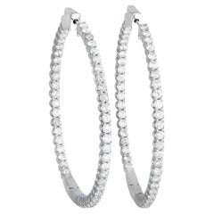 LB Exclusive 14k White Gold 3.35 Carat Diamond Inside-Out Hoop Earrings