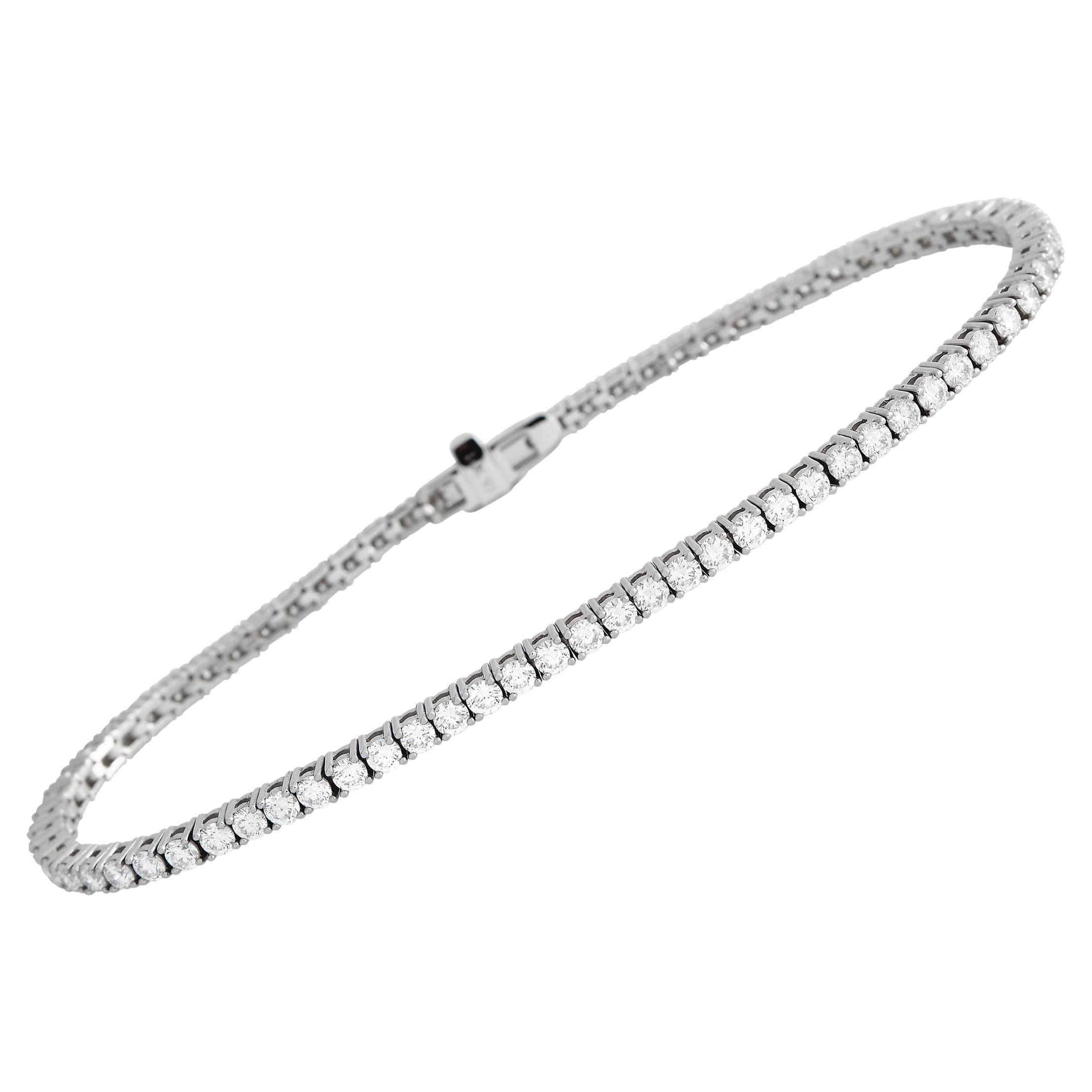 LB Exclusive 14K White Gold 2.45 Ct Diamond Tennis Bracelet For Sale at