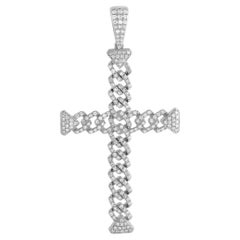 LB Exclusive 14K White Gold 4.27 Ct Diamond Openwork Cross Pendant