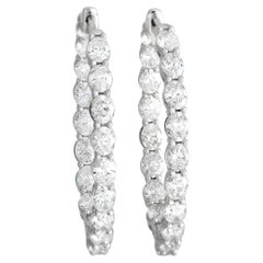 LB Exclusive 14K White Gold 5.00 Ct Diamond Inside Out Hoop Earrings