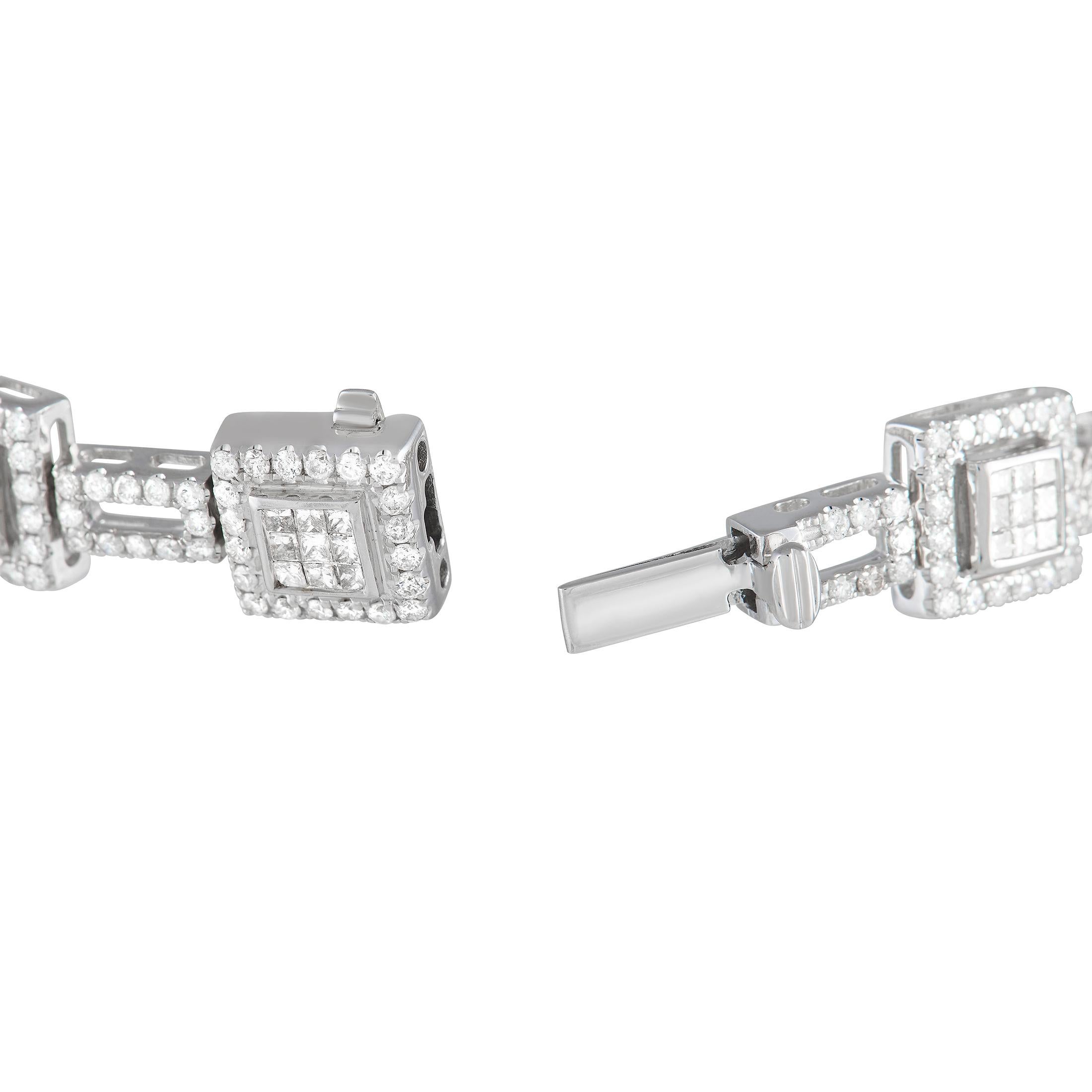 Mixed Cut LB Exclusive 14K White Gold 5.15 ct Diamond Bracelet For Sale