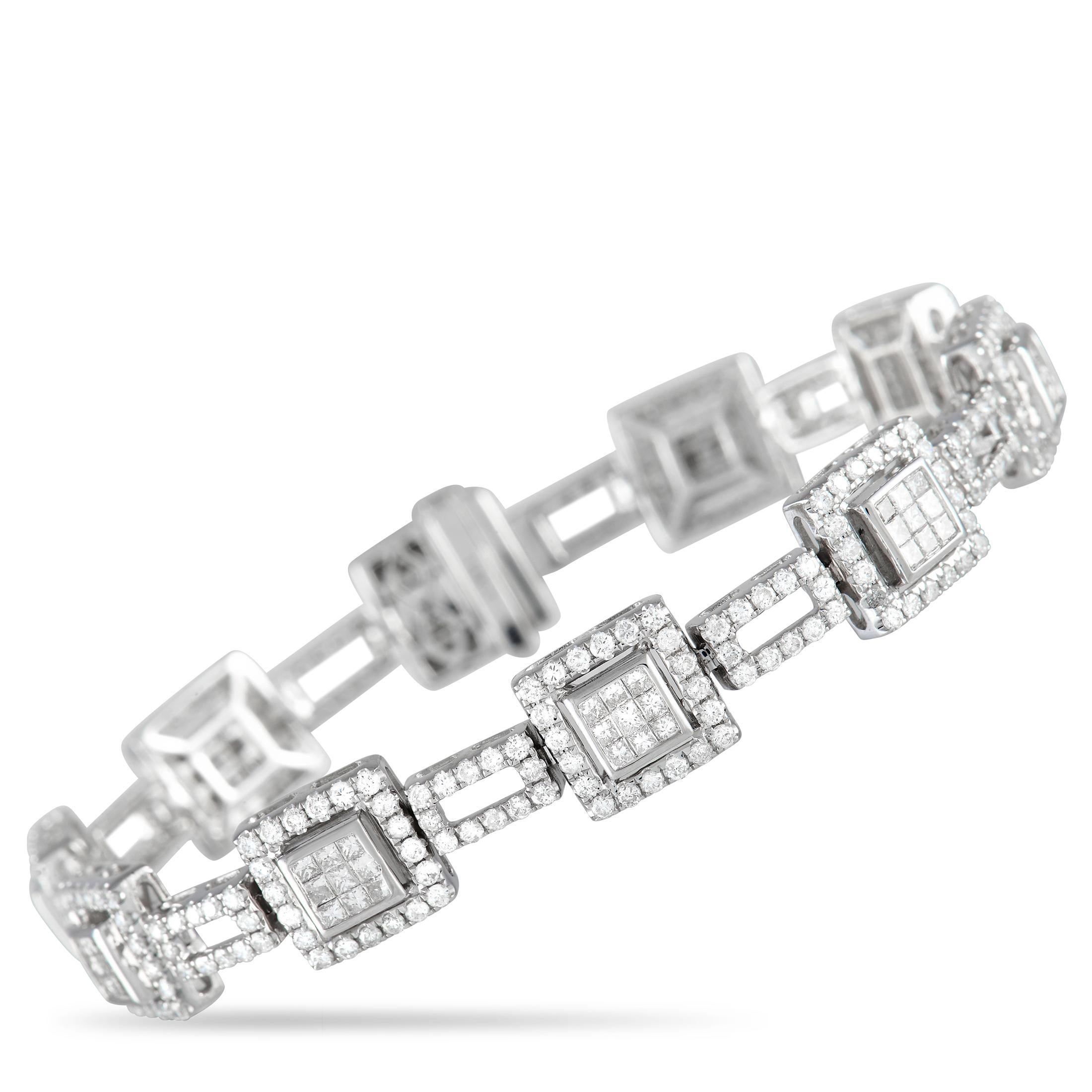 LB Exclusive 14K White Gold 5.15 ct Diamond Bracelet In New Condition For Sale In Southampton, PA