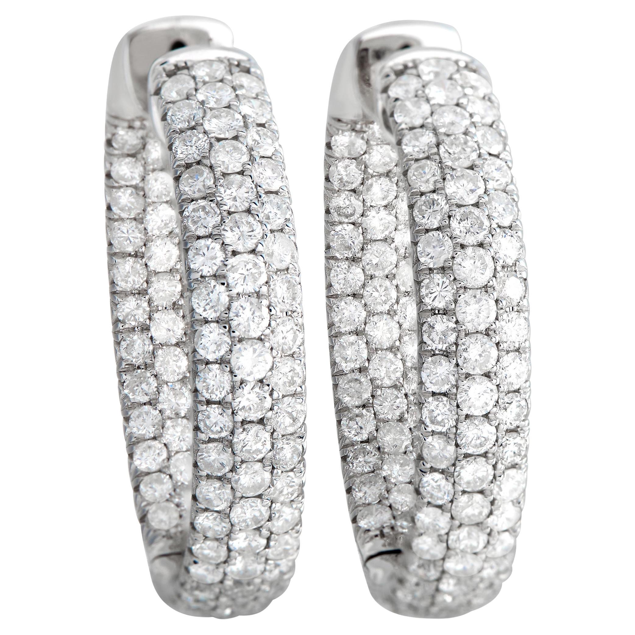LB Exclusive 18K White Gold Full, 1.25ct Diamond Pave Inside Out Hoop